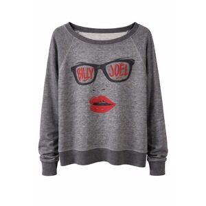 Billy Joel Graphic Sweatshirt XL Gray Lips Sunglasses Music Crewneck
